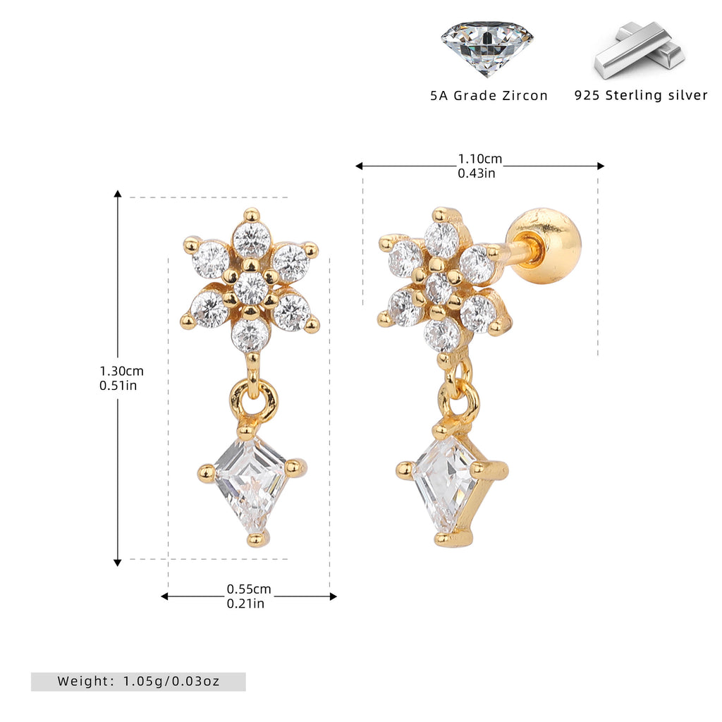 Damen Ohrhänger mit funkelnden Zirkon-Anhängern aus 925 Sterling Silber Shop Nory