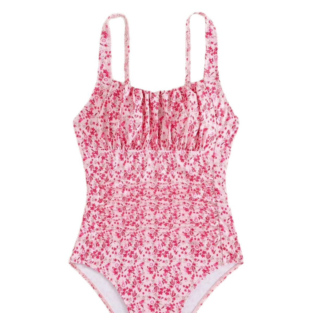 Damen Einteiliger Badeanzug mit floralem Rüschendesign Shopnory