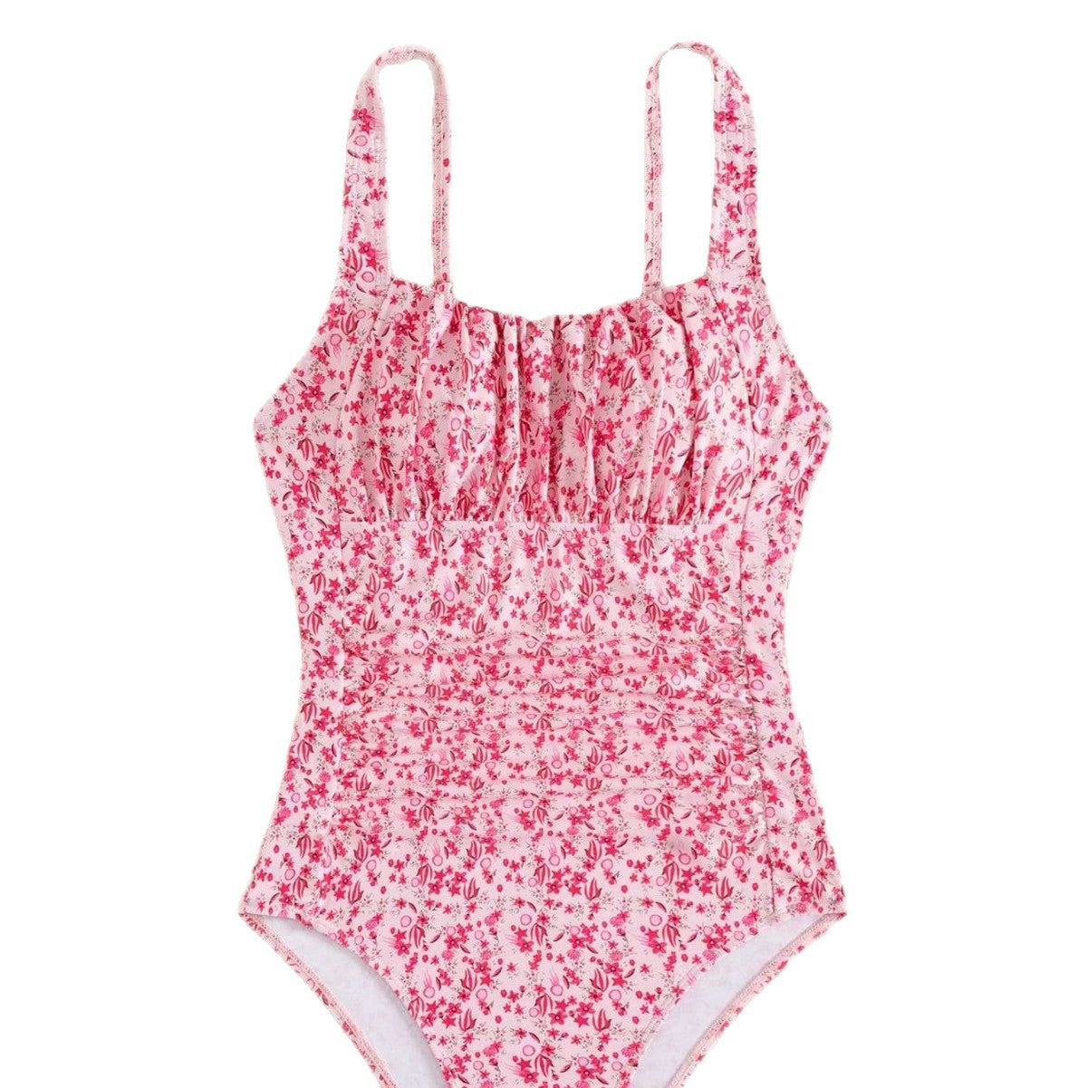 Damen Einteiliger Badeanzug mit floralem Rüschendesign Shopnory