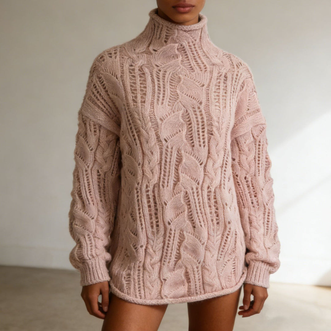 Damen Oversize Rollkragenpullover mit Ajour‑Zopfmuster Shop Nory