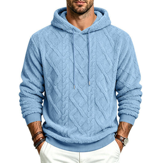 Herren Kuscheliger Sherpa-Kapuzenpullover mit Zopfstruktur und Rippbündchen Shop Nory