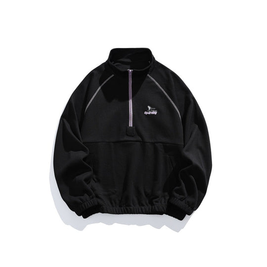 Unisex Oversize-Halbzip-Fleecepullover mit Stehkragen, Raglanärmeln und Kängurutasche Shop Nory