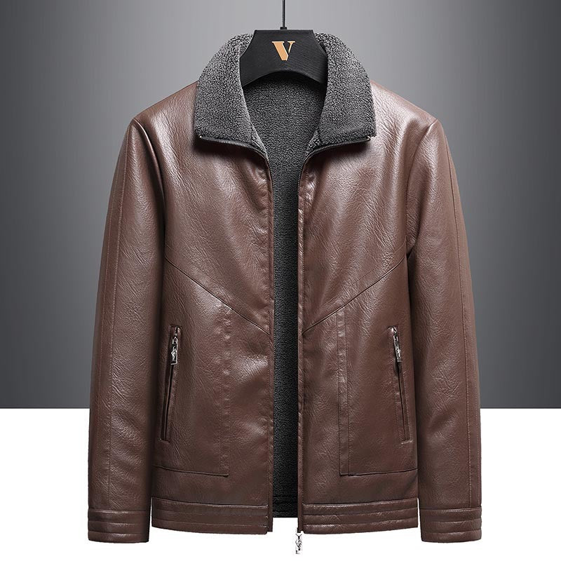 Herren Elegante Kunstlederjacke mit Teddyfutter Shop Nory