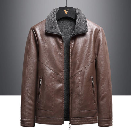 Herren Elegante Kunstlederjacke mit Teddyfutter Shop Nory
