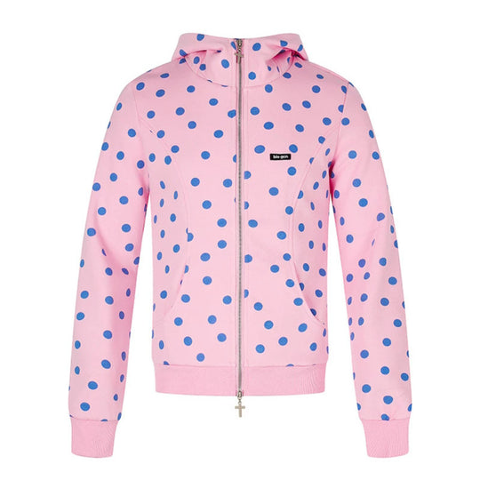 Damen Figurnahe Kapuzen‑Sweatjacke mit Punktmuster, Metall-Frontreißverschluss und Kängurutaschen Shop Nory