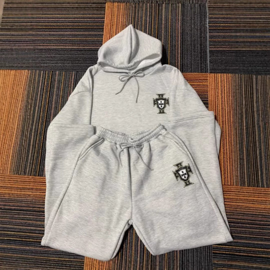 Unisex nan zweiteiliges Lounge-Set aus schwerer Baumwollmischung mit Kapuze und elastischem Bundhose Shop Nory