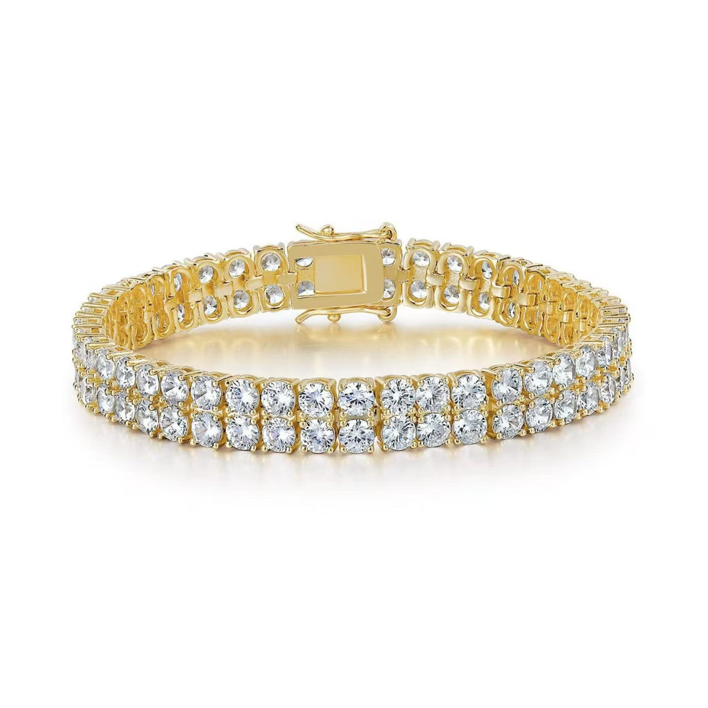 Elegantes Tennisarmband Mehrreihig mit Funkelnden Zirkonia und Sicherer Steckschließe