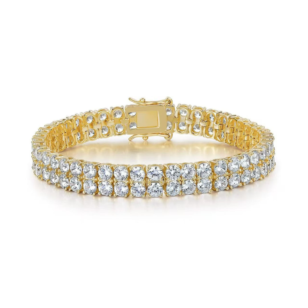 Elegantes Tennisarmband Mehrreihig mit Funkelnden Zirkonia und Sicherer Steckschließe