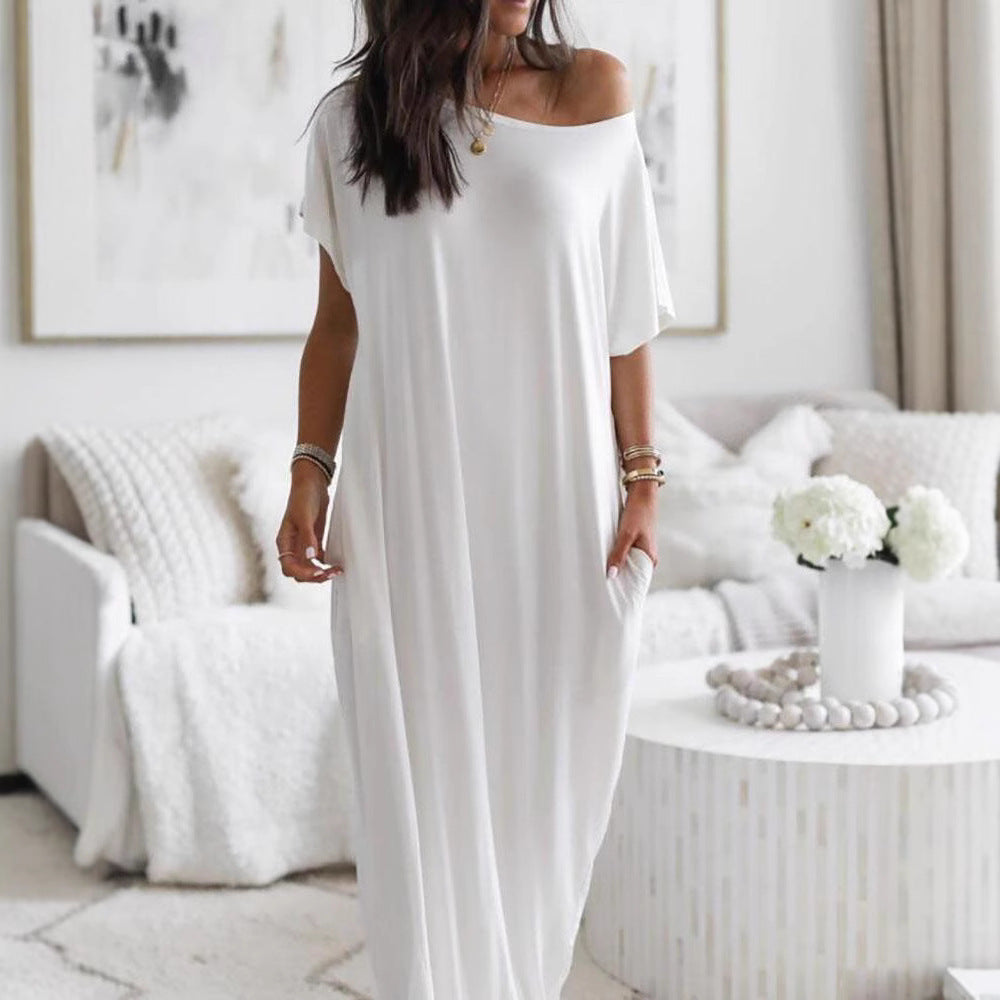 Damen lässiges Maxi-Überkleid mit weitem Schnitt und praktischen Taschen