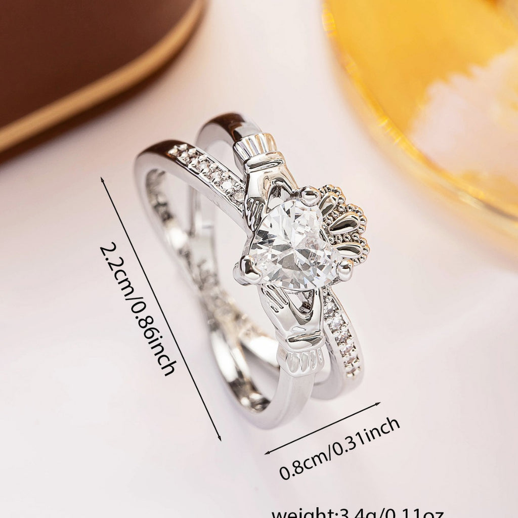 Damen herzförmiger und eleganter Ring mit Zirkonia Shop Nory