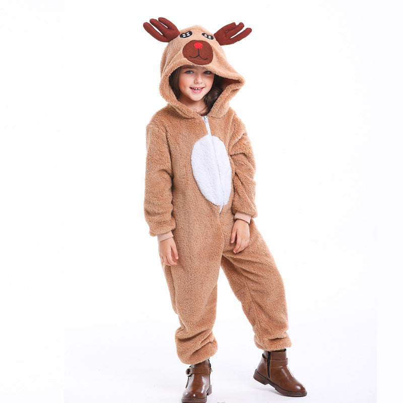 Mädchen Plüsch Rentier Overall mit Kapuze und Ohren Shop Nory