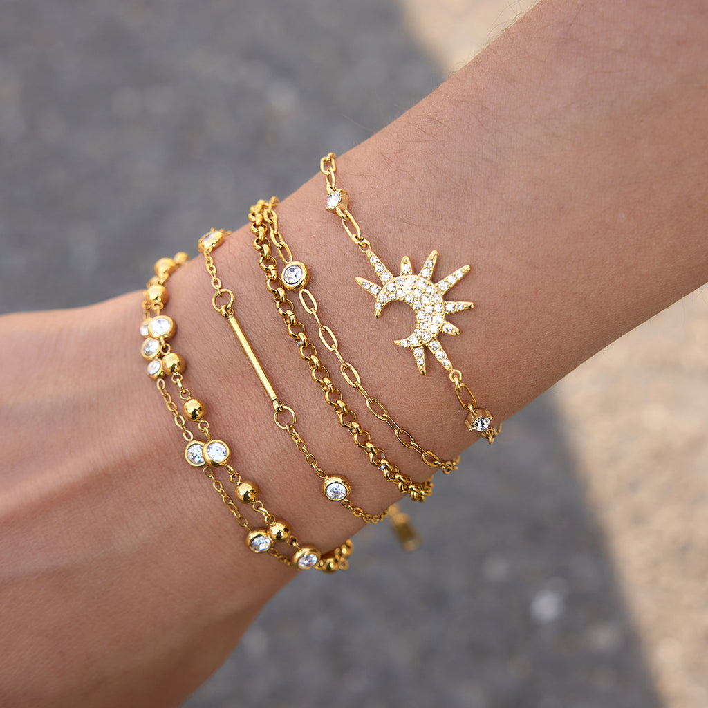 Damen Armband-Set aus hypoallergenem Edelstahl mit elegantem Ketten- und Perlen-Design Shop Nory