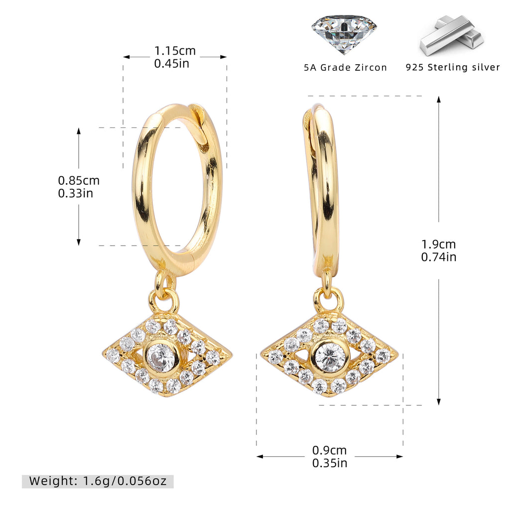 Damen Ohrhänger mit funkelndem Augenmotiv aus 925er Sterling Silber Shop Nory
