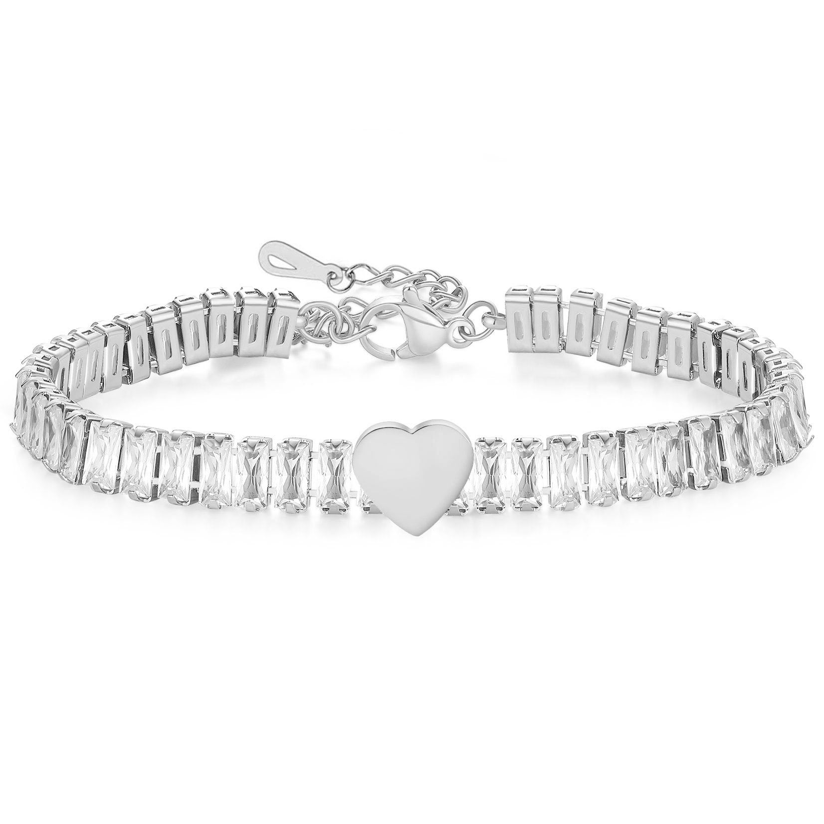 Damen Armband mit funkelndem Zirkonia und herzförmigem Anhänger Shop Nory