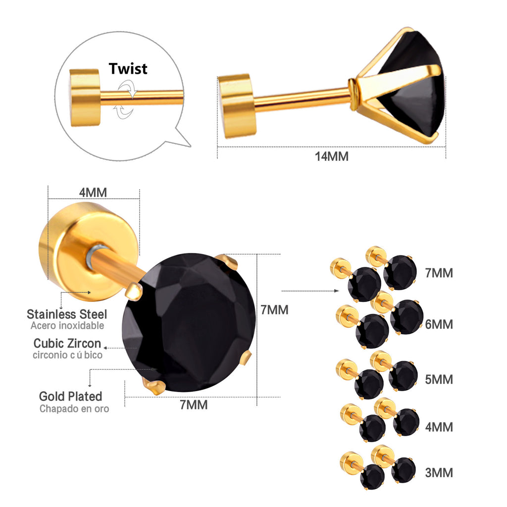 Damen Edelstahl Ohrstecker mit schwarzem Zirkonia Shop Nory