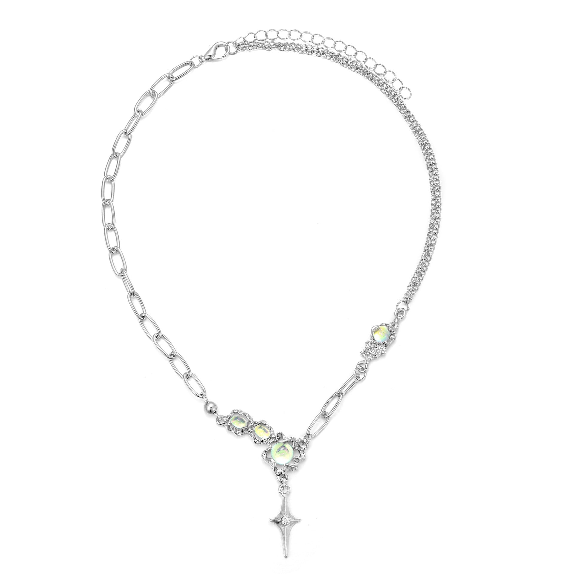 Damen Halskette mit funkelnenden Kristallen und stilvollen Kettenakzenten Shop Nory