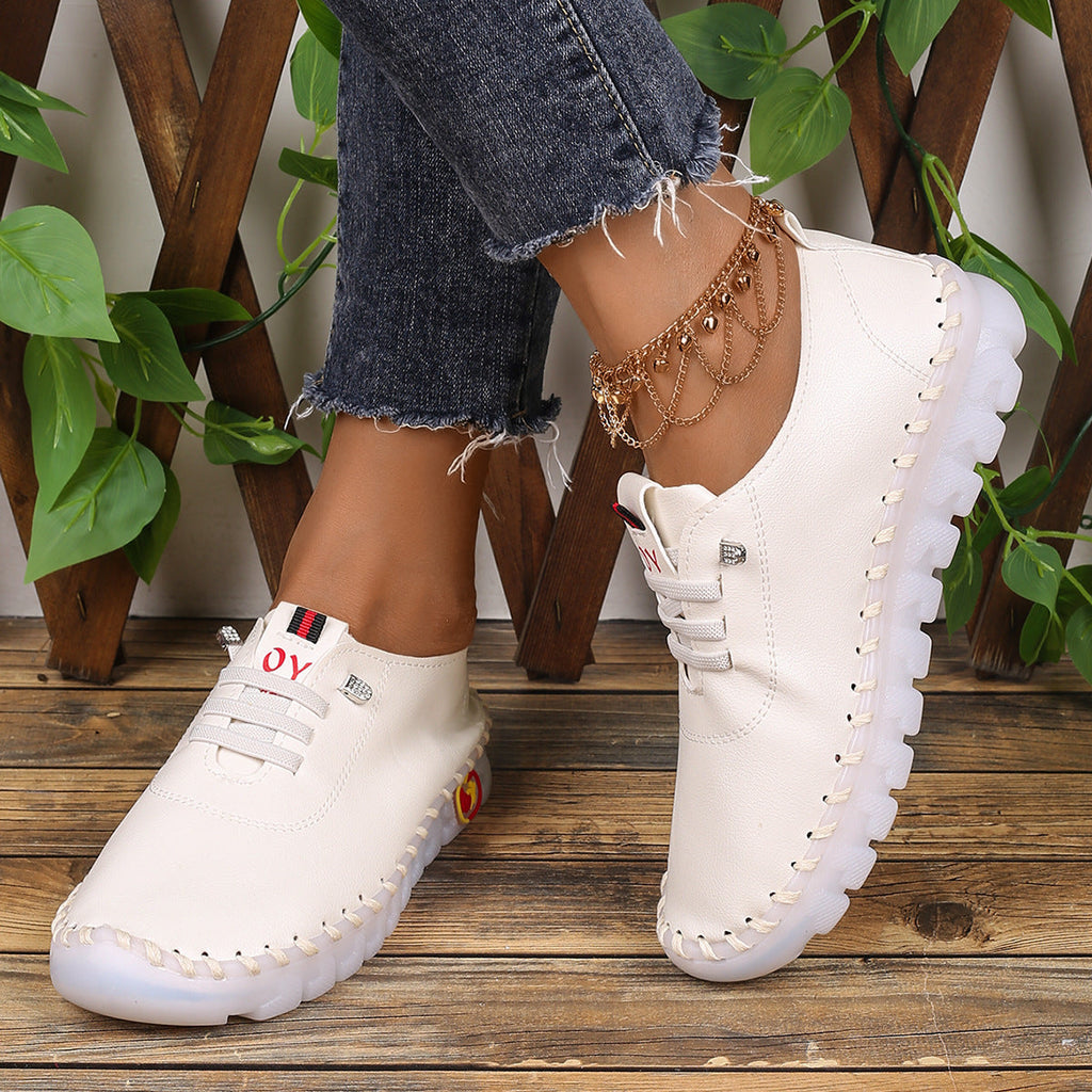 Damen Atmungsaktive und bequeme Freizeitschuhe mit elastischen Schnürsenkeln Shopnory