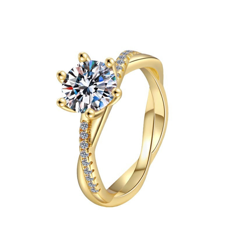 Damen eleganter Verlobungsring mit glitzerndem Zirkonia-Besatz Shop Nory