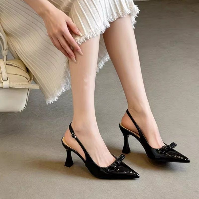 Damen spitze Slingback-Pumps mit eleganter Schleifenverzierung