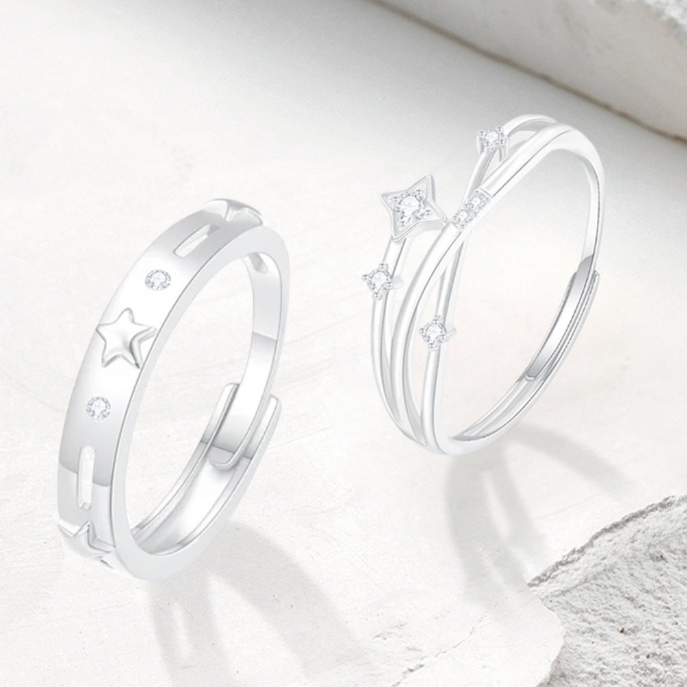 Damen Ring-Set mit funkelnden Sternen und Zirkonia Shop Nory