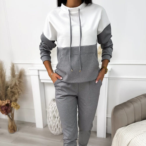Damen Zweiteiliges Loungewear‑Set mit Stehkragen, Kängurutasche und schmaler Jogginghose Shop Nory