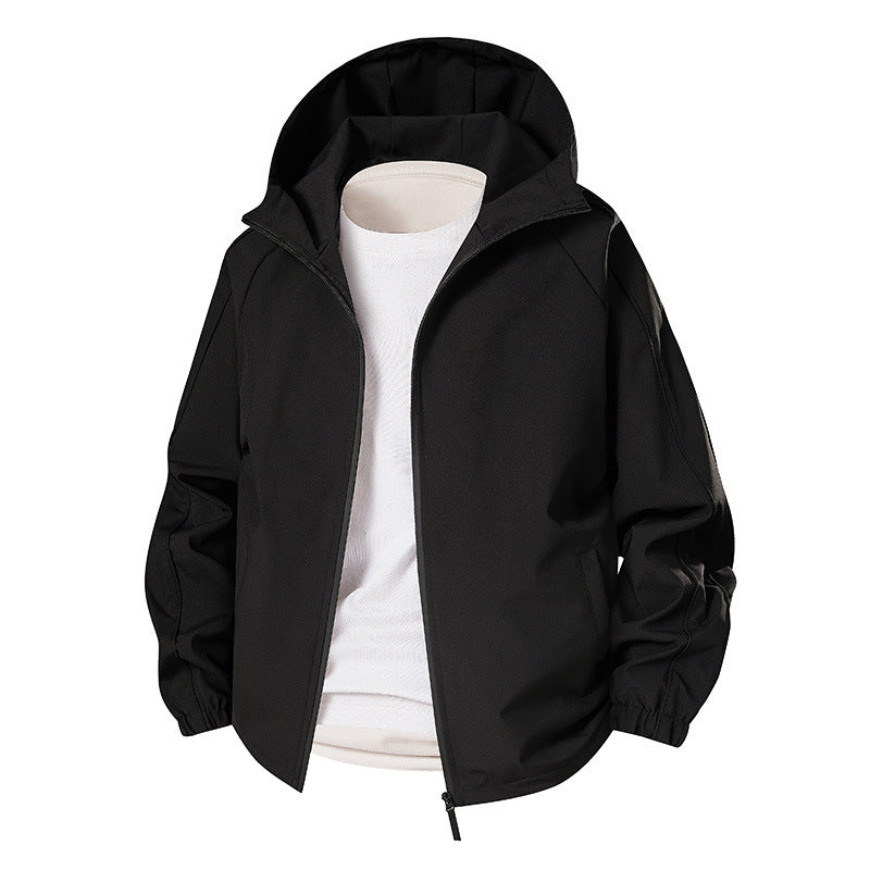 Herren Leichte Softshell-Outdoorjacke mit Kapuze, elastischen Bündchen und durchgehendem Reißverschluss Shop Nory