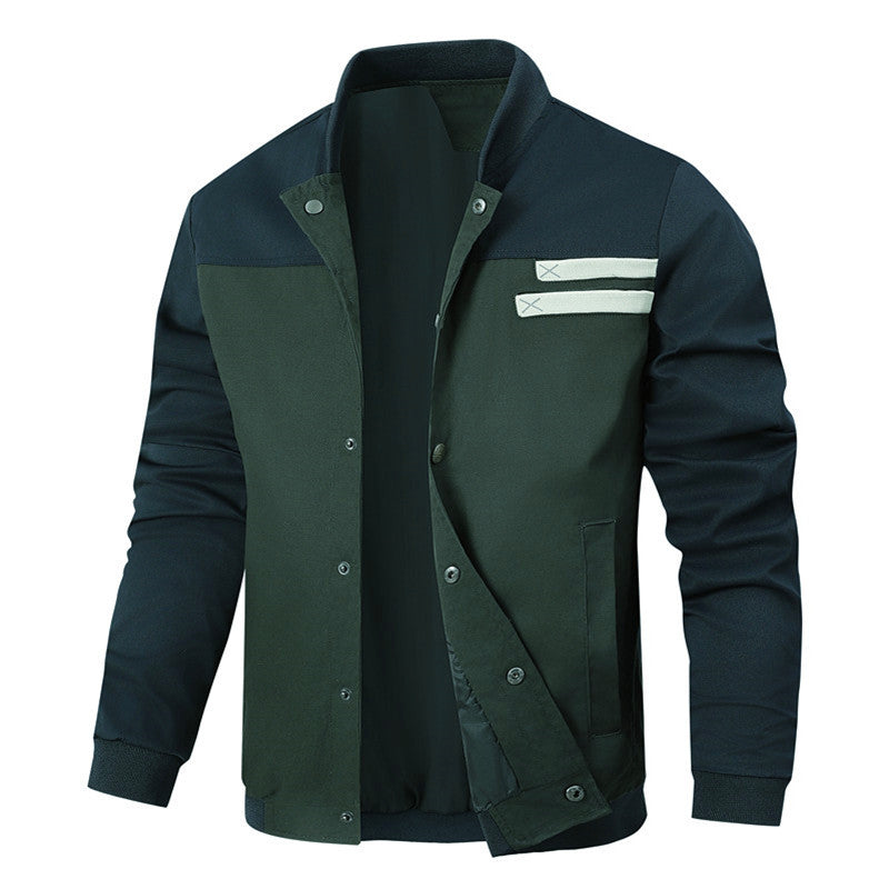 Herren Varsity-Bomberjacke im Canvas-Mix mit Druckknopf-Leiste und Rippbündchen Shop Nory