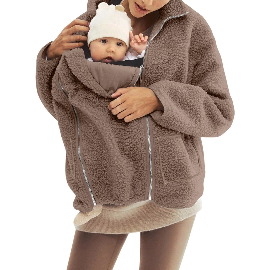 Damen nan Babytrage-Hoodie mit Teddyfutter und Zweiwege-Reißverschluss Shop Nory