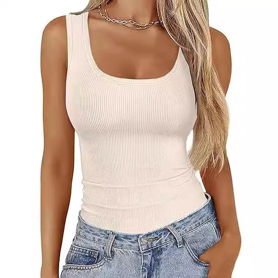 Damen Körperbetontes Oberteil mit breiten Trägern und geripptem Design