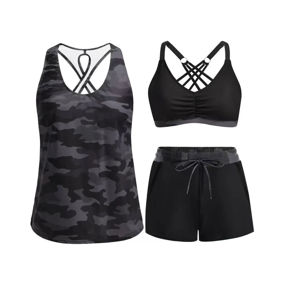Damen Sport-Badeanzug-Set mit modischem Racerback und Shorts