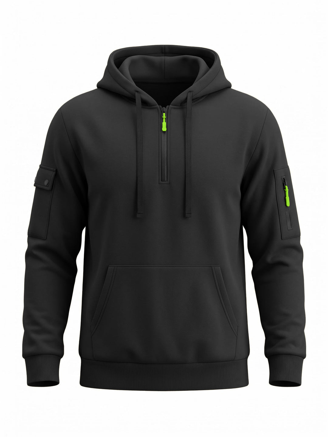 Herren Kapuzenpullover mit halbem Reißverschluss und Utility-Ärmeltasche Shop Nory