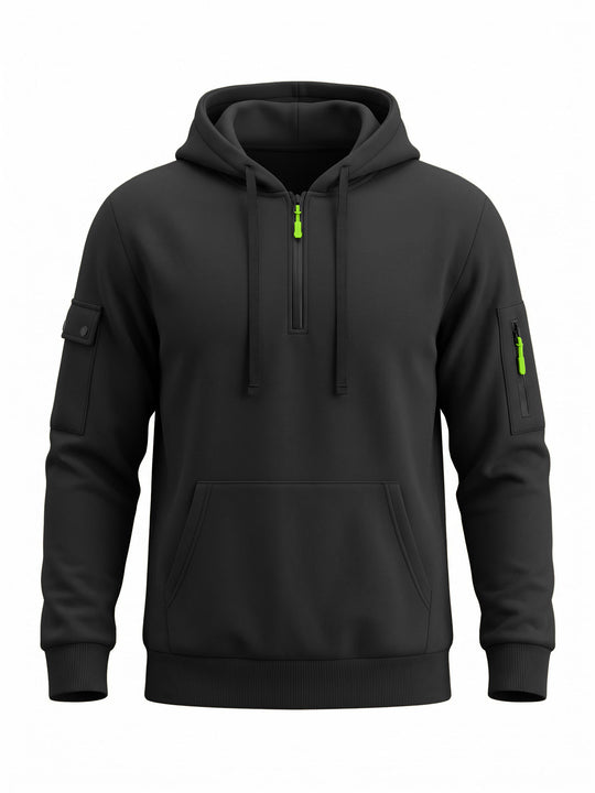 Herren Kapuzenpullover mit halbem Reißverschluss und Utility-Ärmeltasche Shop Nory
