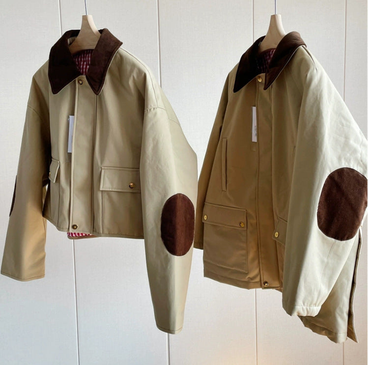 Damen Stylische Übergangsjacke mit kontrastierenden Ellbogenpatches Shop Nory