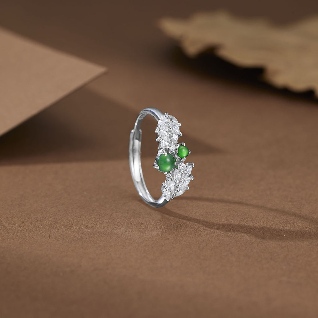 Damen Ring mit grünem Jade und funkelnden Zirkonia Shop Nory