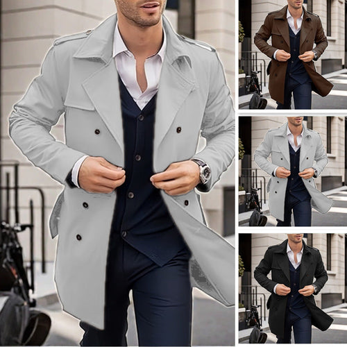 Herren Doppelt-knopf Trenchcoat mit praktischen Taschen