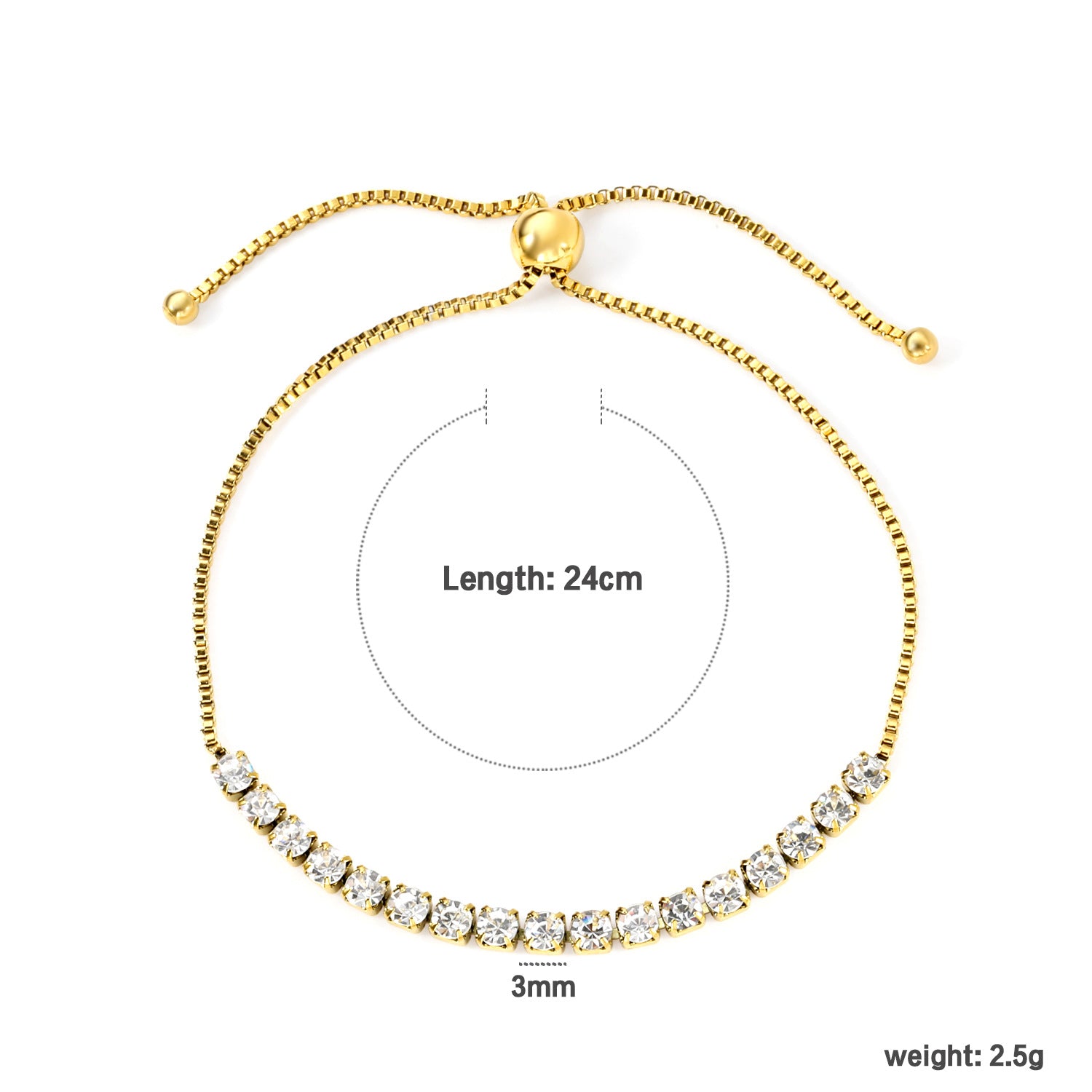 Damen Armband mit funkelnden Kristallen und verstellbarem Design Shop Nory