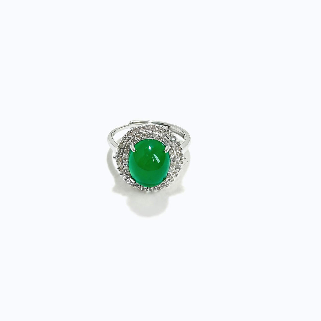 Damen eleganter Ring mit grünem Jade-Edelstein und funkelnden Zirkonia Shop Nory
