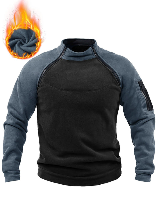 Herren Thermo-Combat-Fleece-Pullover mit verstärkter Brustplatte und Ärmel-Reißverschluss Shop Nory