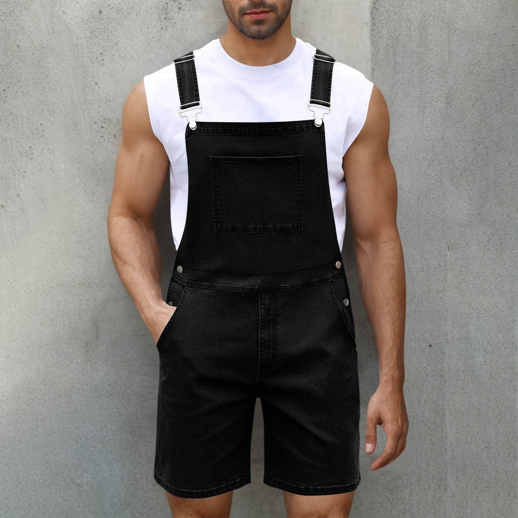 Herren Denim Latzshorts mit Taschen