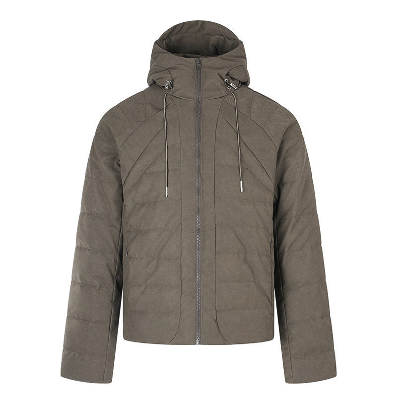 Herren wattierte Kurz-Steppjacke mit Kapuze, Tunnelzug und durchgehendem Reißverschluss Shop Nory