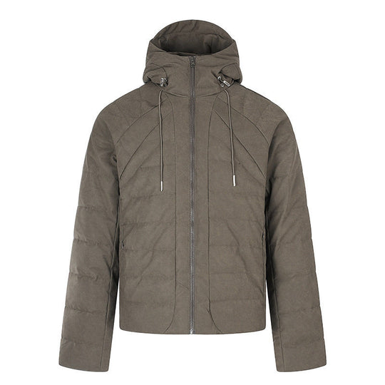 Herren wattierte Kurz-Steppjacke mit Kapuze, Tunnelzug und durchgehendem Reißverschluss Shop Nory