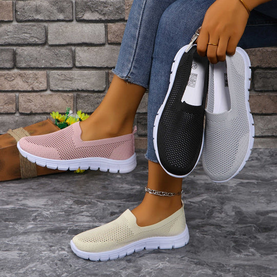 Damen Slip-On Freizeitschuhe mit atmungsaktiver Netzstruktur