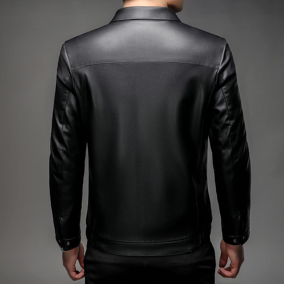 Herren Glatte Kunstlederjacke mit wärmendem Kunstfellfutter, Hemdkragen und elastischem Saum Shop Nory