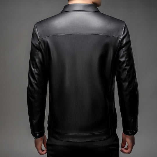 Herren Glatte Kunstlederjacke mit wärmendem Kunstfellfutter, Hemdkragen und elastischem Saum Shop Nory