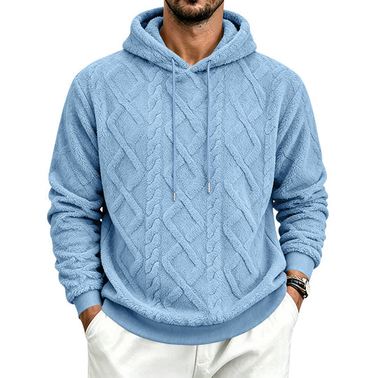 Herren Kuscheliger Sherpa-Kapuzenpullover mit Zopfstruktur und Rippbündchen Shop Nory