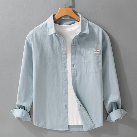 Herren Leichtes Baumwoll-Overshirt mit Kentkragen, Brusttasche und Relaxed-Fit Shop Nory