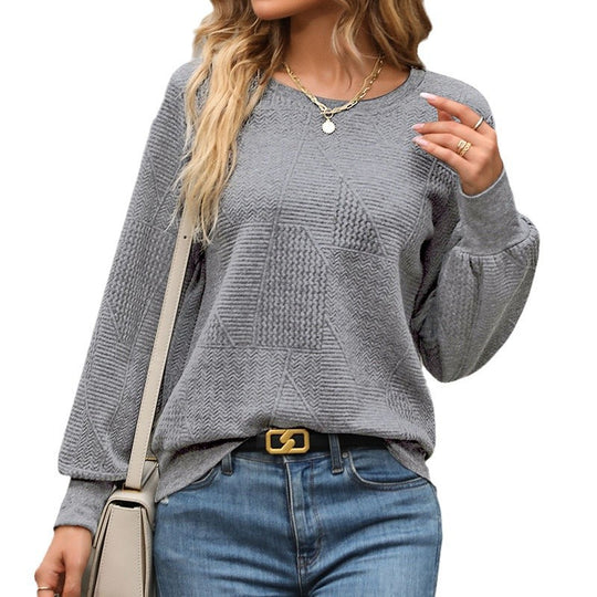 Damen Strukturierter Rundhals-Pullover mit Patchmuster Shop Nory