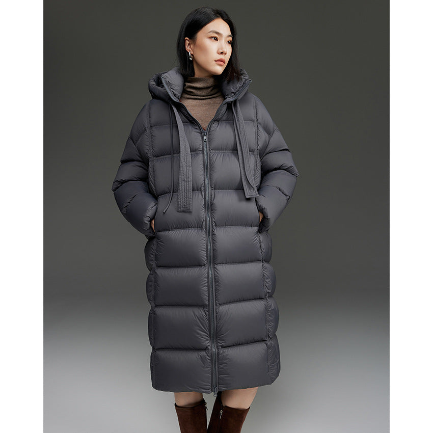Damen Oversized Stepp-Daunenmantel mit Kapuze und verlängerter Silhouette Shop Nory
