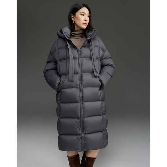 Damen Oversized Stepp-Daunenmantel mit Kapuze und verlängerter Silhouette Shop Nory