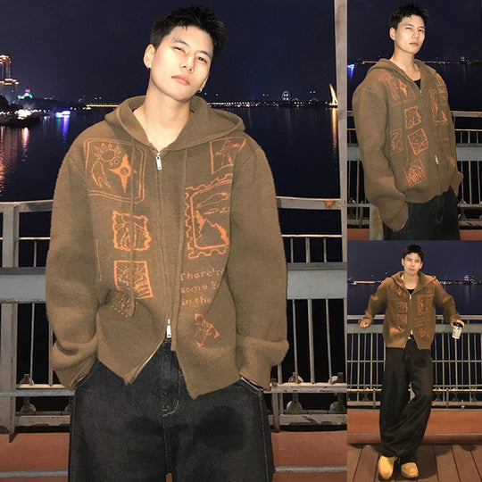Herren Modischer Kunstfaser-Hoodie mit Reißverschluss Shop Nory